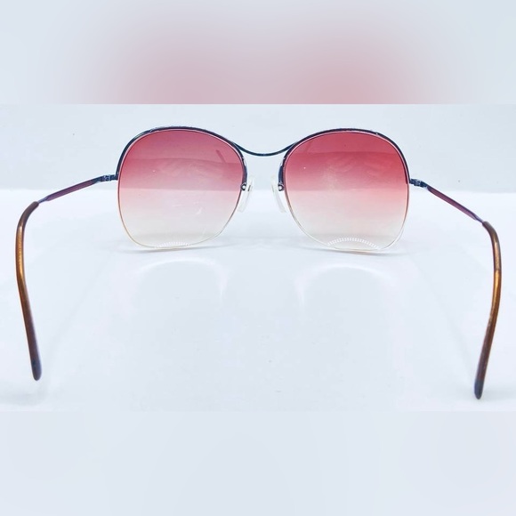 Vintage Logo Paris Silver Purple Oval Half-Rim Sunglasses Frames Only - Picture 6 of 8